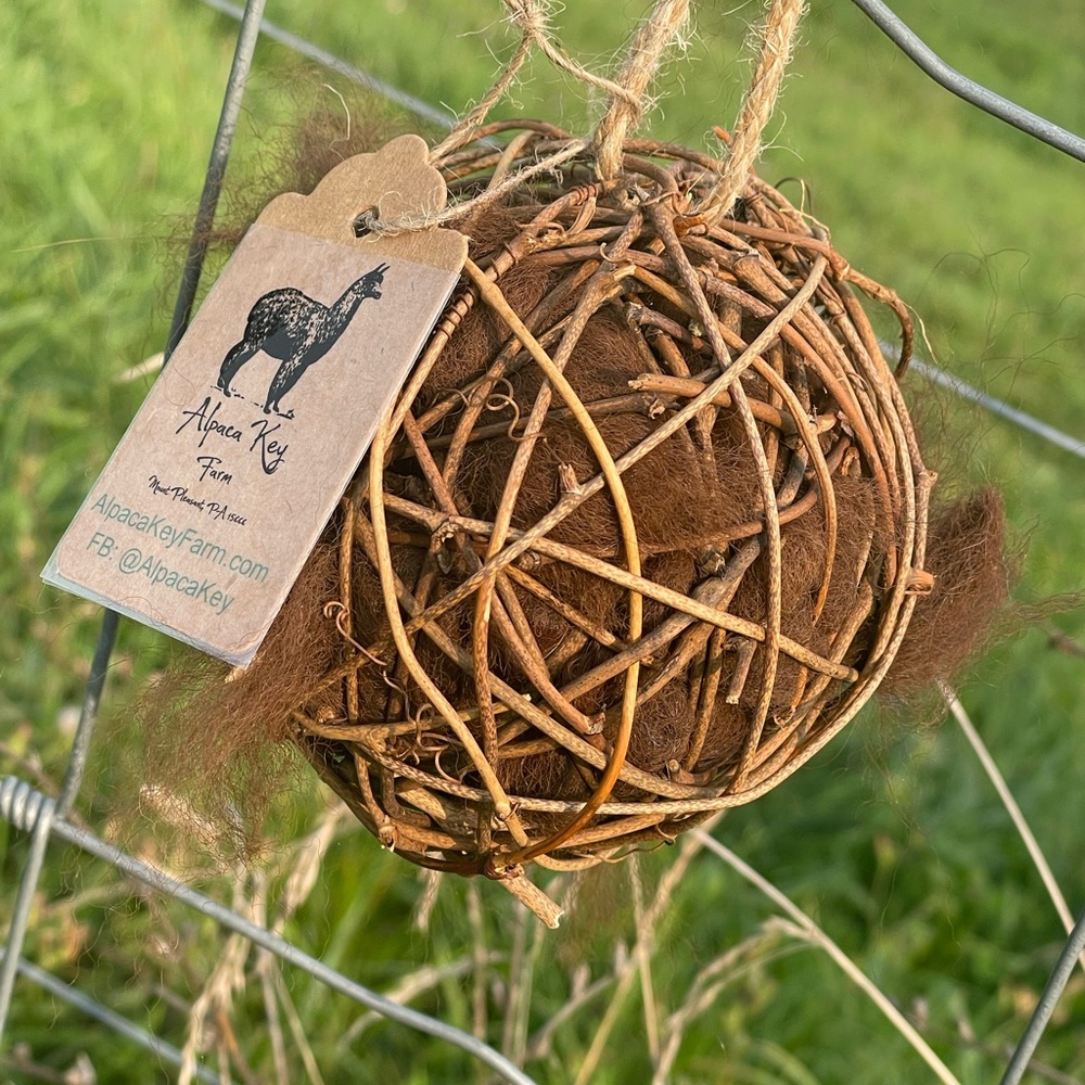 Handcrafted Alpaca Wool Nest Starter | Natural Bird Nesting Material Holder